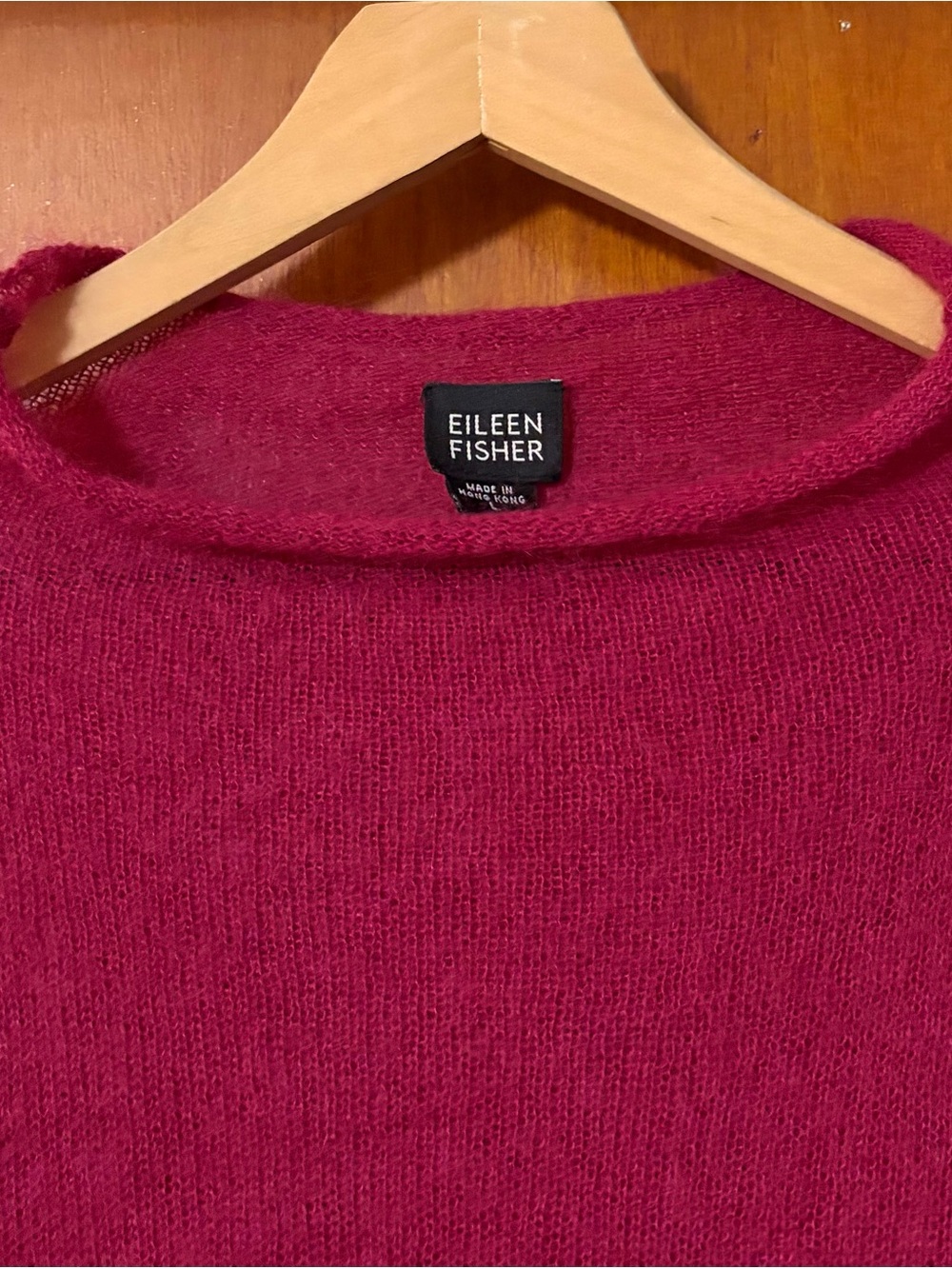 Eileen Fisher Kid Mohair Boxy Sweater Roll Neck Berry Red - Picture 3 of 12